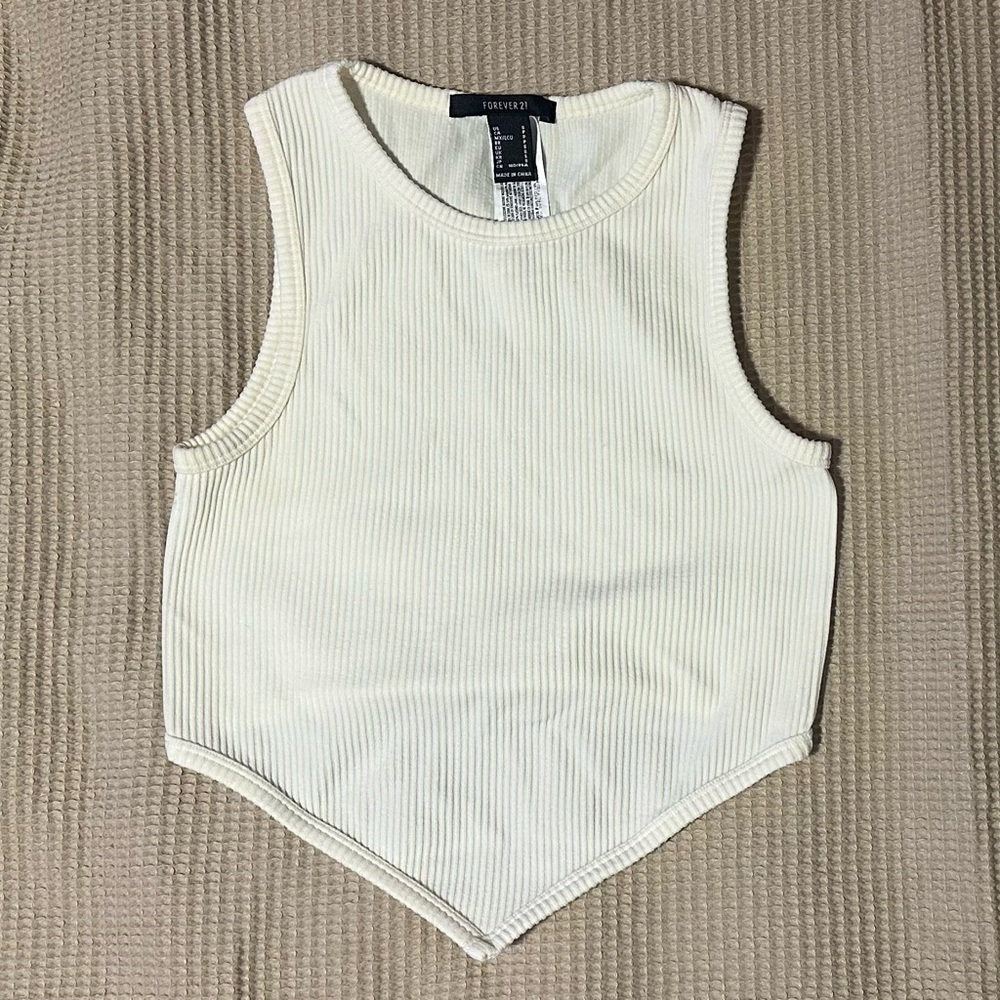 Forever 21 Ivory Ribbed Tank Top